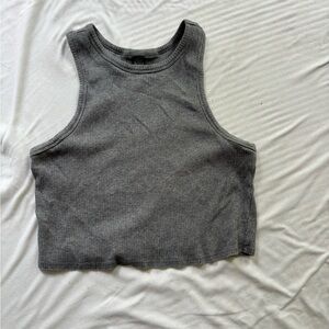 Wild Fable Gray Ribbed Crop Tank Top